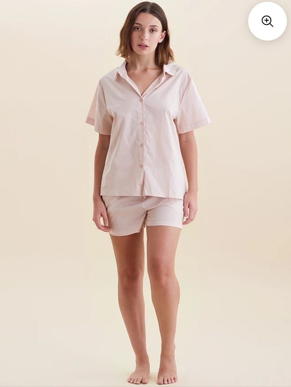 Papinelle Women's Short Sleeve Button GemmBoxer PJ Set Dust Pink Y2K Cottagecore